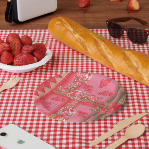 A charming floral pattern in shades of pink and go paper plate
