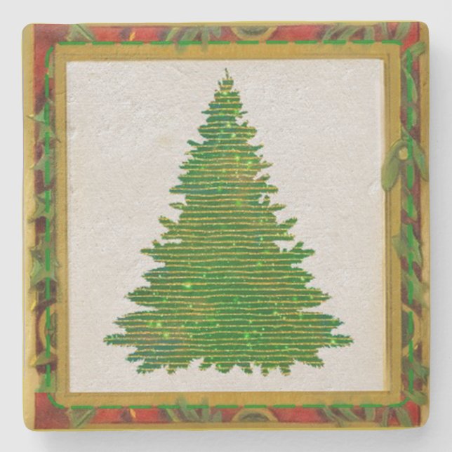 A charming Limestone Holiday Stone Coaster (Front)