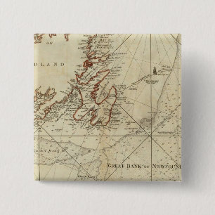 A Chart Of The Banks Of Newfoundland 2 Inch Square Button