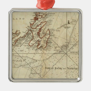 A Chart Of The Banks Of Newfoundland Metal Ornament