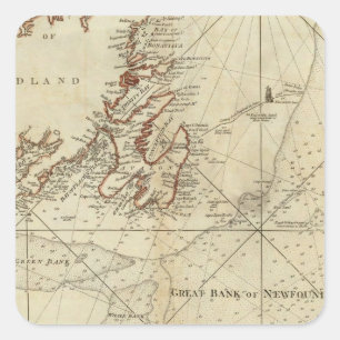 A Chart Of The Banks Of Newfoundland Square Sticker