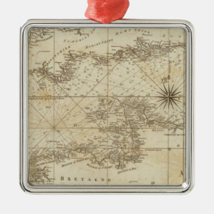 A chart of the British Channel Metal Ornament