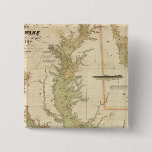 A Chart of the Chesapeake And Delaware Bays 2 Inch Square Button