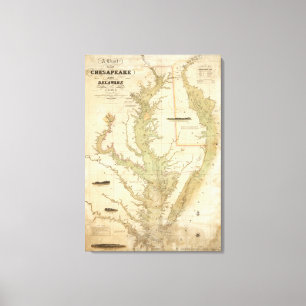 A Chart of the Chesapeake And Delaware Bays Canvas Print
