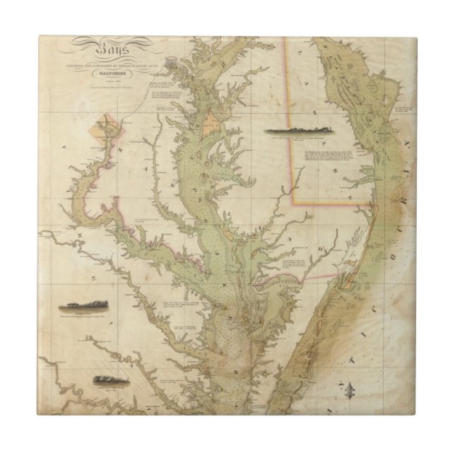 A Chart of the Chesapeake And Delaware Bays Tile (Front)