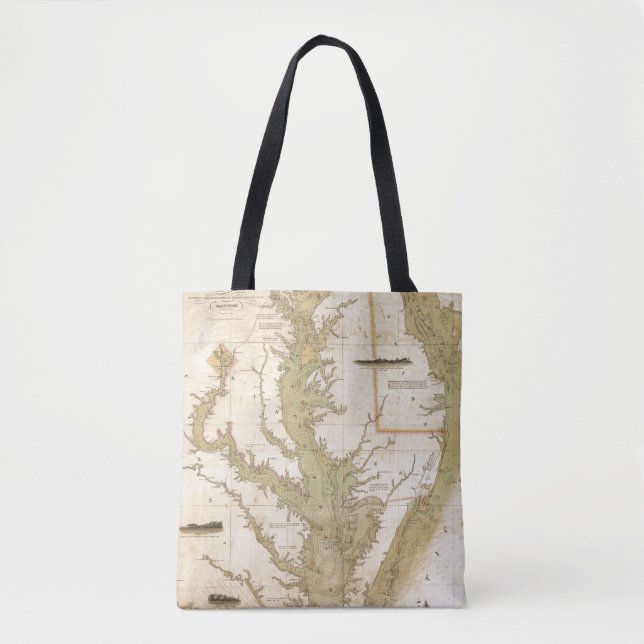 A Chart of the Chesapeake And Delaware Bays Tote Bag (Front)