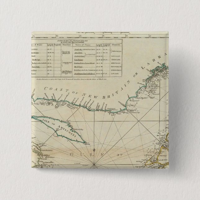 A Chart Of The Gulf Of St Lawrence 2 Inch Square Button (Front)