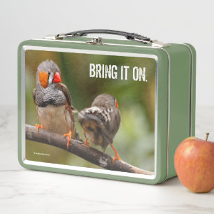 A Cheeky Pair of Zebra Finch Songbirds Metal Lunch Box