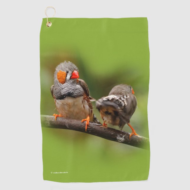 A Cheeky Pair of Zebra Finches Golf Towel (Front)