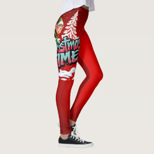 A cheerful cartoon elf leggings