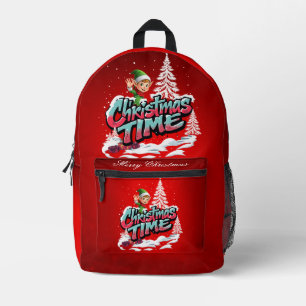 A cheerful cartoon elf  printed backpack