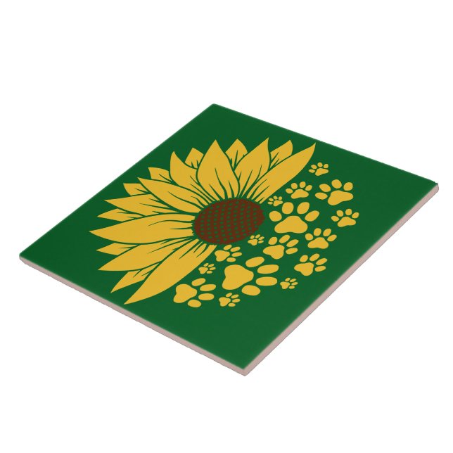 A Cheerful Paw Print Design in Sunny Yellow Tones Tile (Side)
