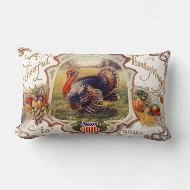 A Cheerful Thanksgiving to You Vintage Pillow (Front)