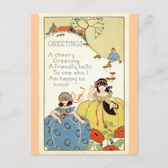 A Cheery Greeting Repro Vintage 1913 Postcard (Front)