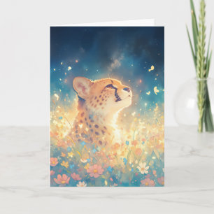 A Cheetah’s Gaze Beneath the Stars Card