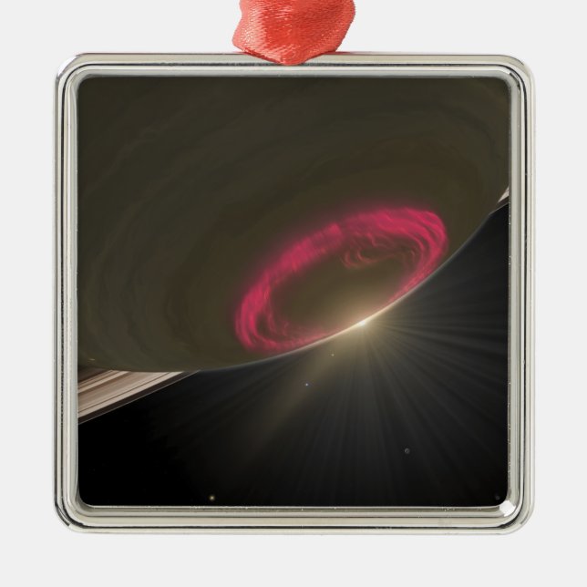 A cherry-red aurora metal ornament (Front)