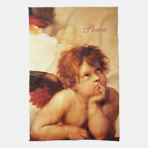 A Cherub, Detail of the Sistine Madonna - Raphael Kitchen Towel