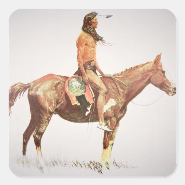 A Cheyenne Brave, 1901 (colour litho) Square Sticker (Front)