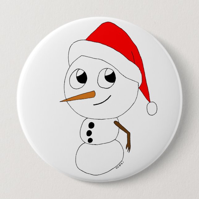 a chibi snowman  4 inch round button (Front)
