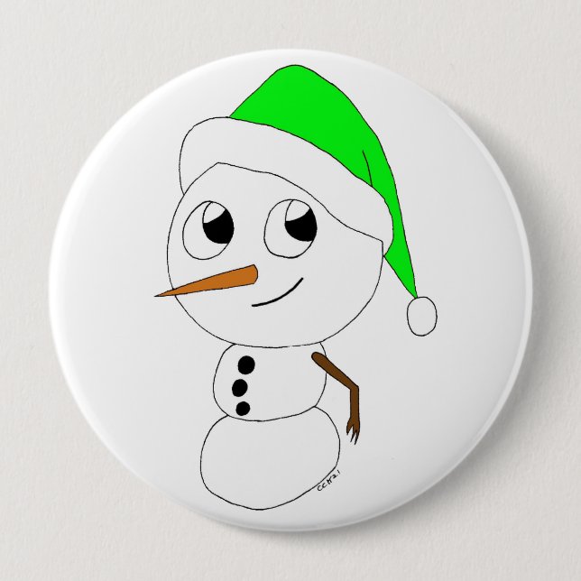 a chibi snowman   4 inch round button (Front)