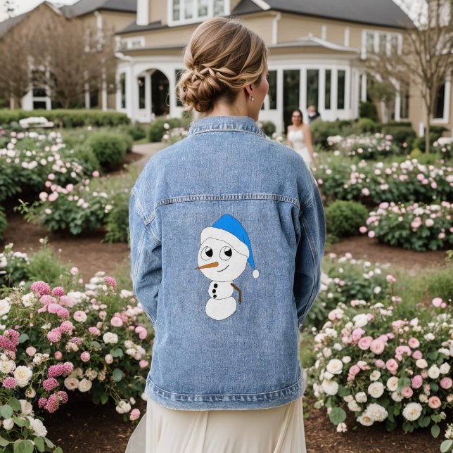 a chibi snowman   denim jacket (Wedding Back)