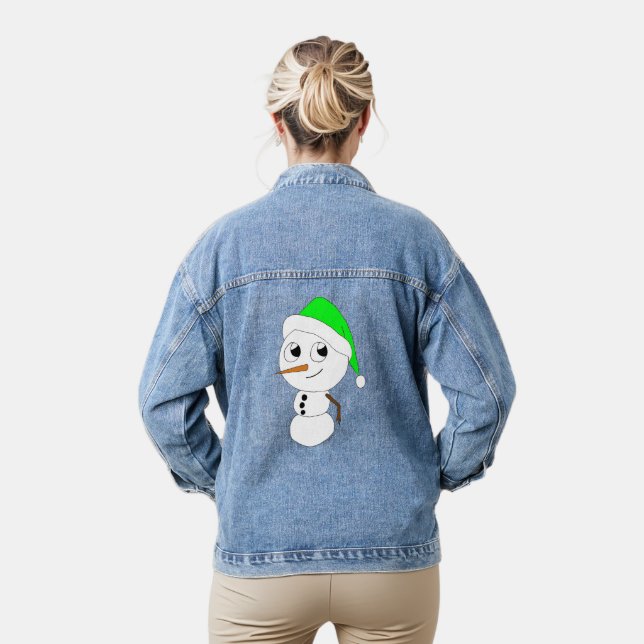 a chibi snowman   denim jacket (Model)