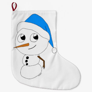 a chibi snowman large christmas stocking