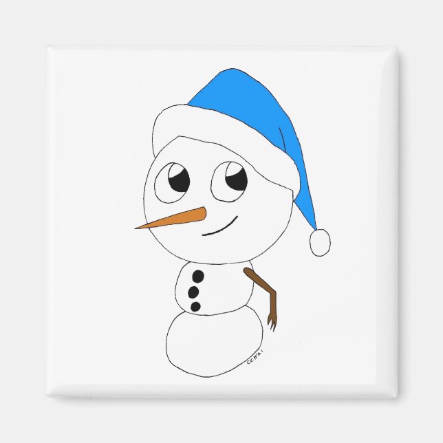 a chibi snowman magnet (Front)