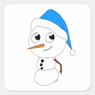 a chibi snowman square sticker