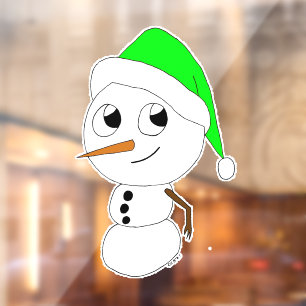 a chibi snowman   window cling