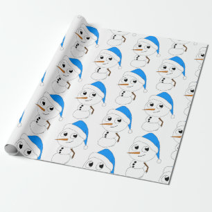 a chibi snowman wrapping paper