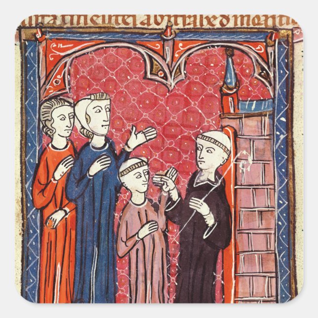 A Child Brought to a Monastery by his Parents Square Sticker (Front)