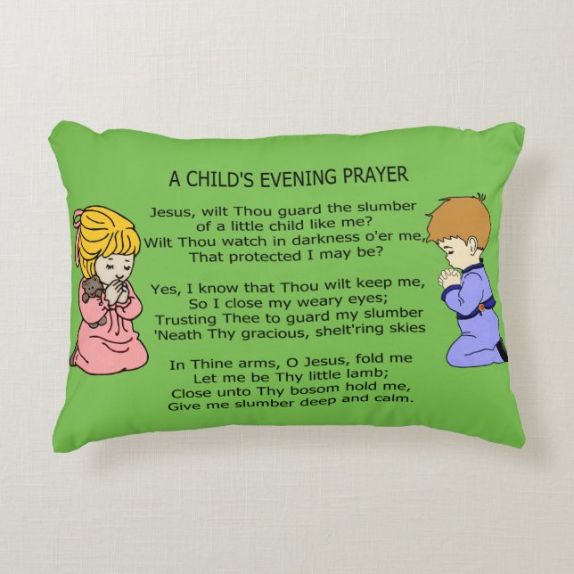 A CHILDS EVENING PRAYER DECORATIVE PILLOW (Front)