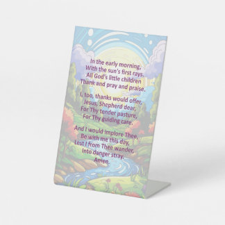 A Child's Morning Prayer on Pedestal Sign