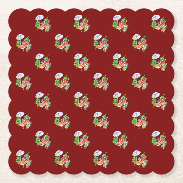 A chili Christmas at the beach Paper Coaster (Front)
