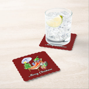 A chili Christmas at the beach Paper Coaster