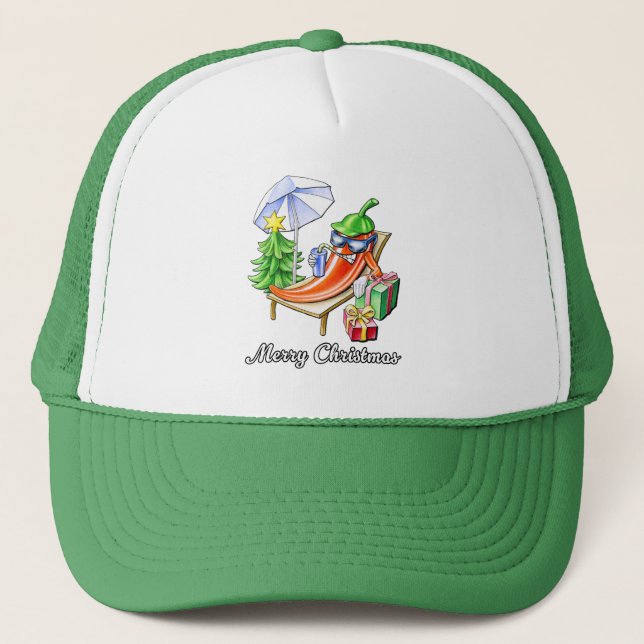A Chili Merry Christmas under Sunshade and Tree Trucker Hat (Front)