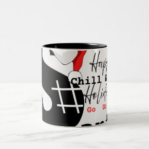 A Chill &Cozy Santa on a beach & game letter Two-Tone Coffee Mug