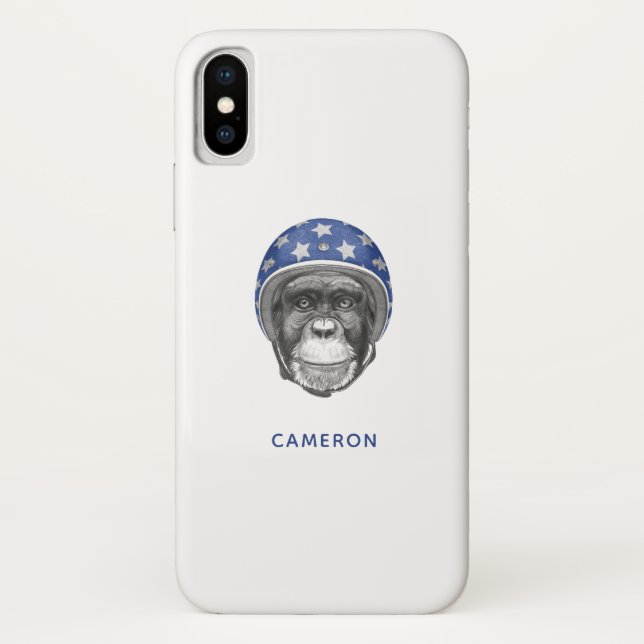 A Chimpanzee Motorcycle Rider | Add Your Name Case-Mate iPhone Case (Back)