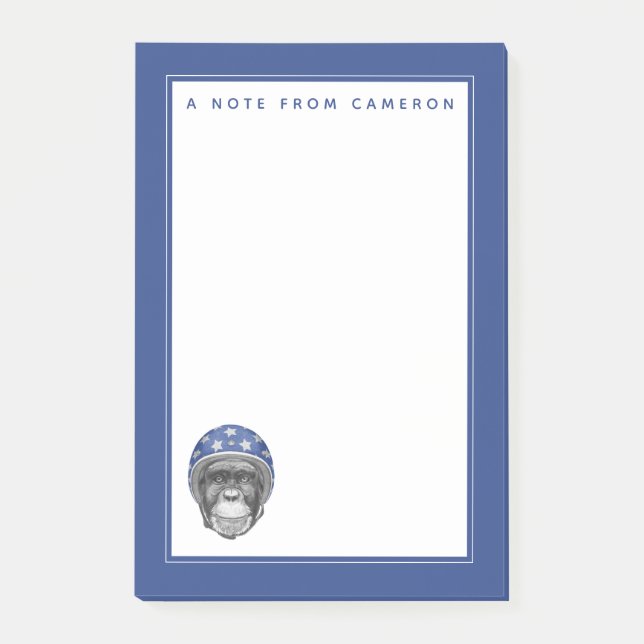 A Chimpanzee Motorcycle Rider | Add Your Name Post-it Notes (Front)