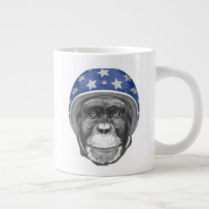 A Chimpanzee Motorcycle Rider Large Coffee Mug