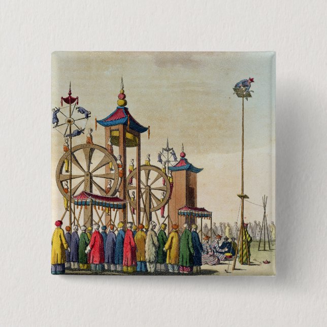 A Chinese circus, illustration from 'Le Costume An 2 Inch Square Button (Front)
