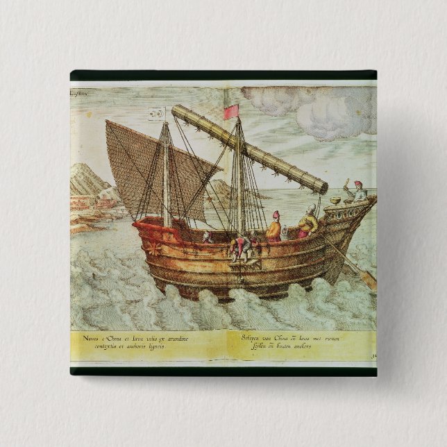 A Chinese Junk 2 Inch Square Button (Front)