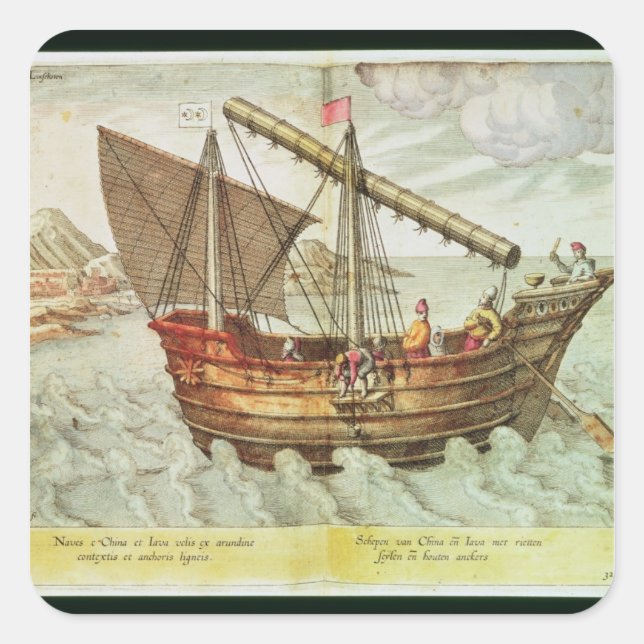 A Chinese Junk Square Sticker (Front)