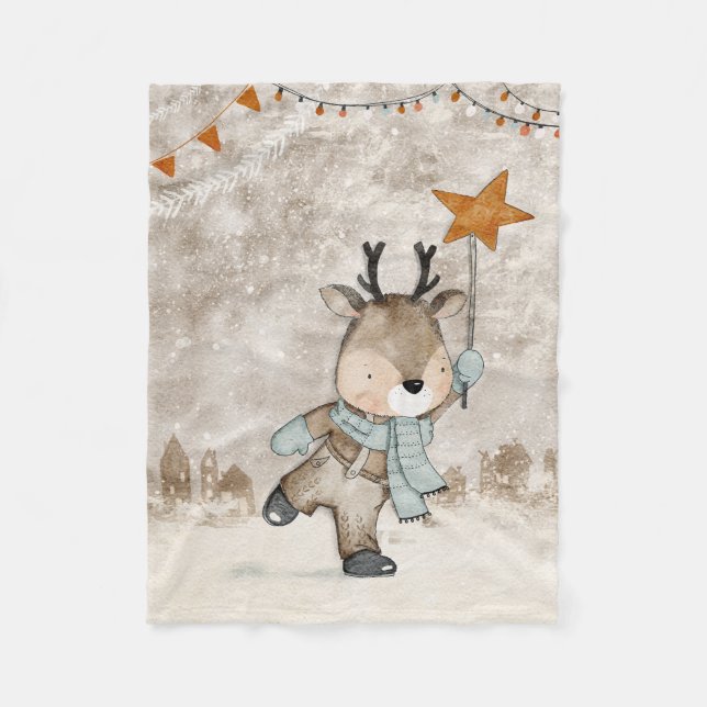 A Christmas blanket is looking for a baby to wrap. (Front)