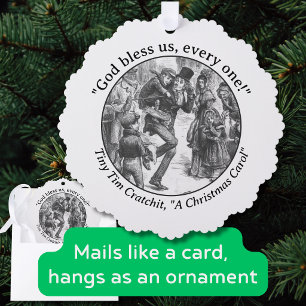 A Christmas Carol Bob Cratchit and Tiny Tim Ornament Card