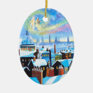 A Christmas Carol Scrooge and ghost of past Ceramic Ornament