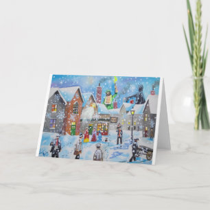 a Christmas Carol Scrooge and the three ghosts Holiday Card