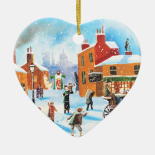 A Christmas Carol Scrooge and Tiny Tim by G Bruce Ceramic Ornament