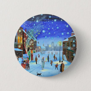 A Christmas Carol Scrooge Winter street scene 2 Inch Round Button